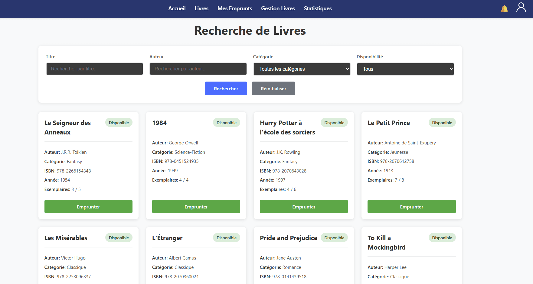 Bibliothèque - Gestion de bibliothèque